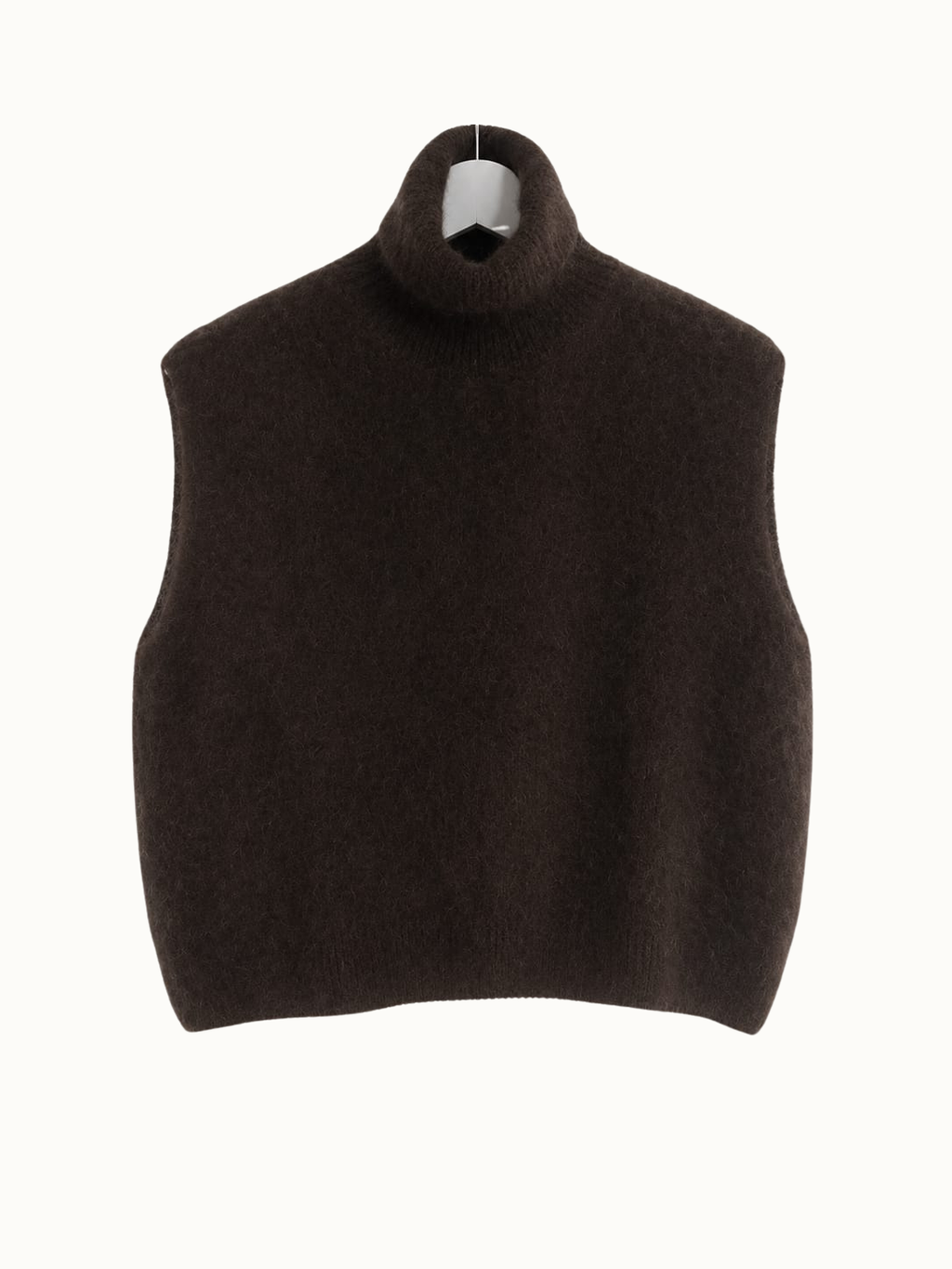 Mouwloze coltrui van alpacawol - Bruin