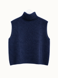 Mouwloze coltrui van alpacawol - Blauw
