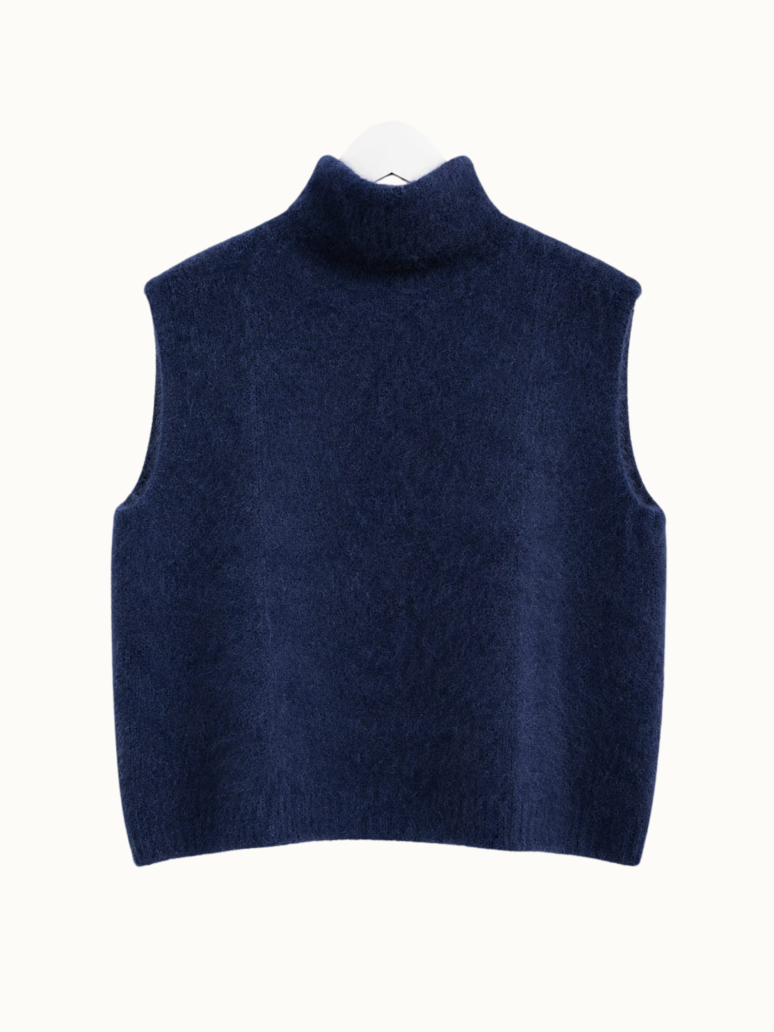 Mouwloze coltrui van alpacawol - Blauw