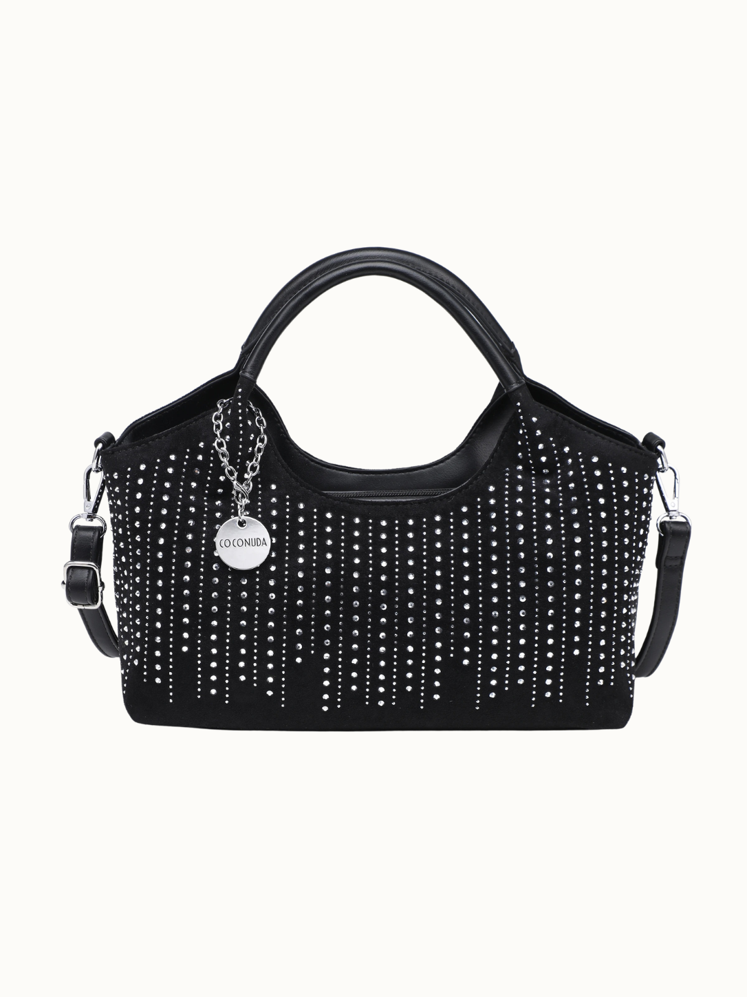 Handtas zilveren studs - Zwart