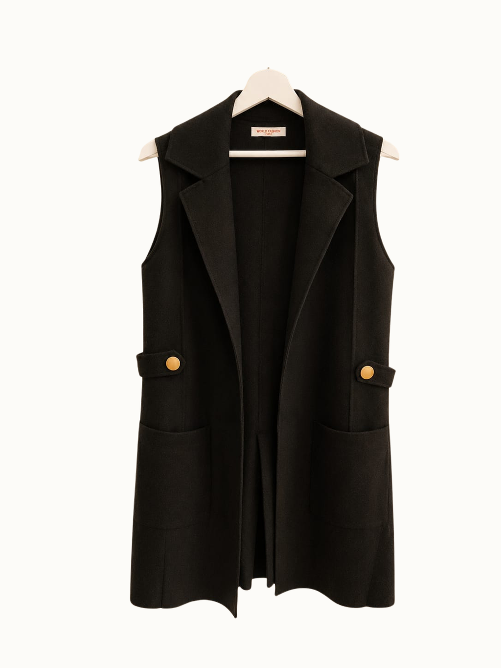 Mouwloos kasjmier vest - Zwart