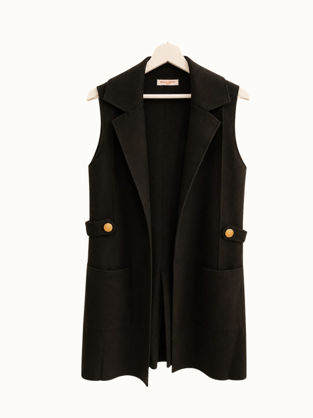 Mouwloos kasjmier vest - Zwart