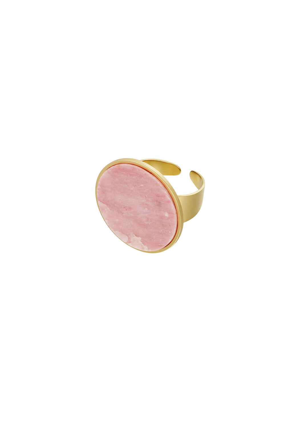 Ring ronde steen - Roze