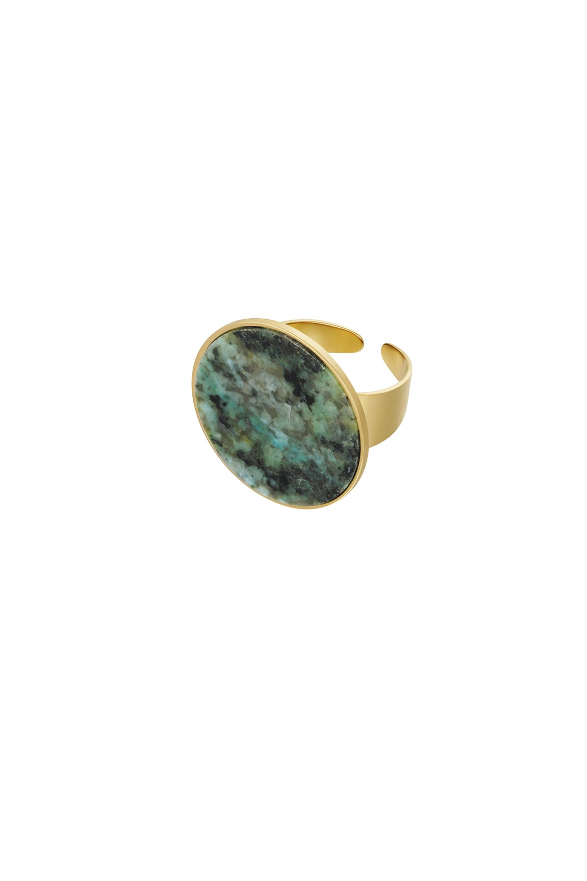 Ring ronde steen - Donkergroen