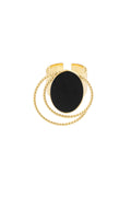 Ring steen met cirkels - Goud/Zwart