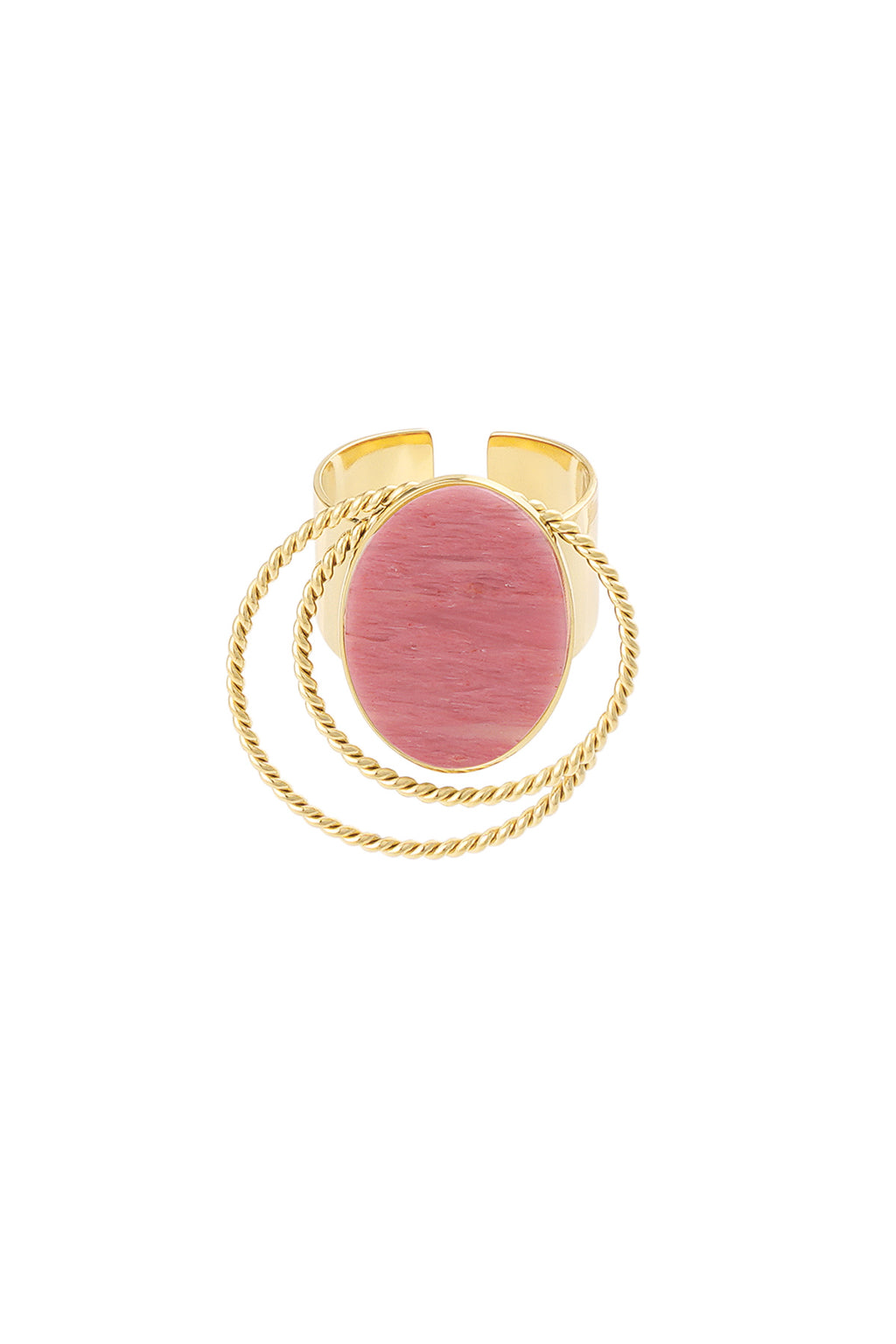 Ring steen met cirkels - Goud /Roze