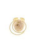 Ring steen met cirkels - Goud /Beige