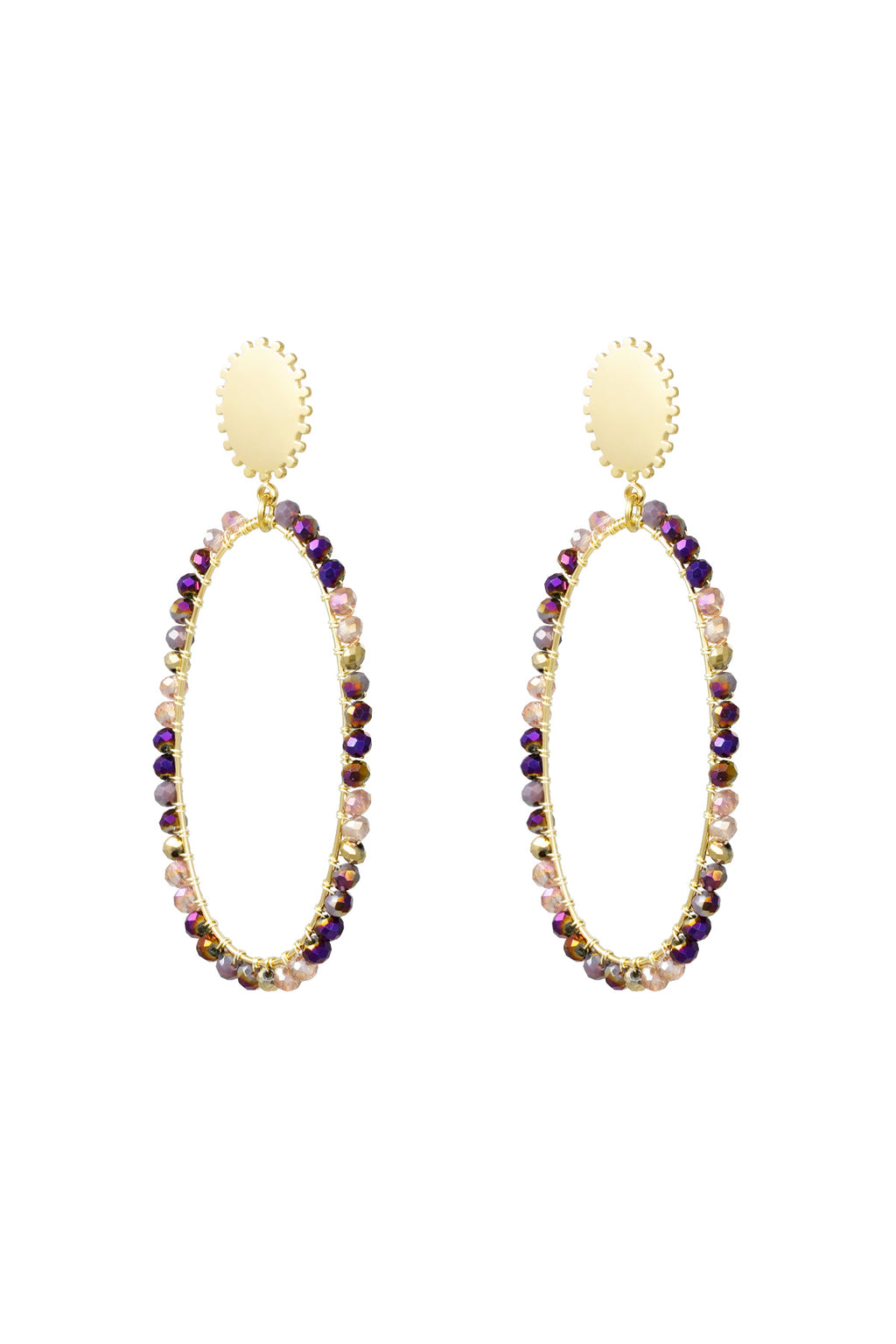 Oorbellen met kraaltjes - Goud/Beige