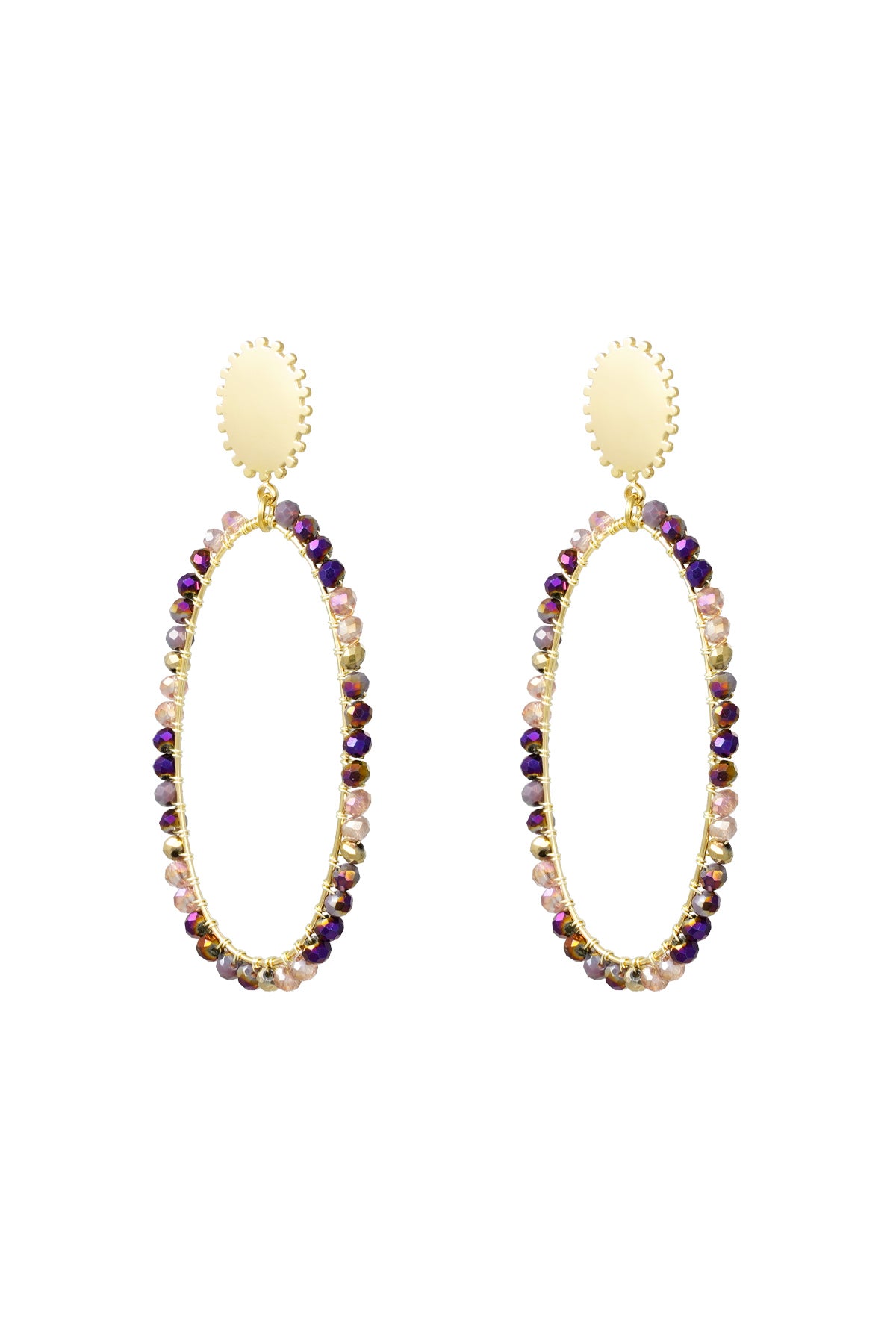 Oorbellen met kraaltjes - Goud/Beige