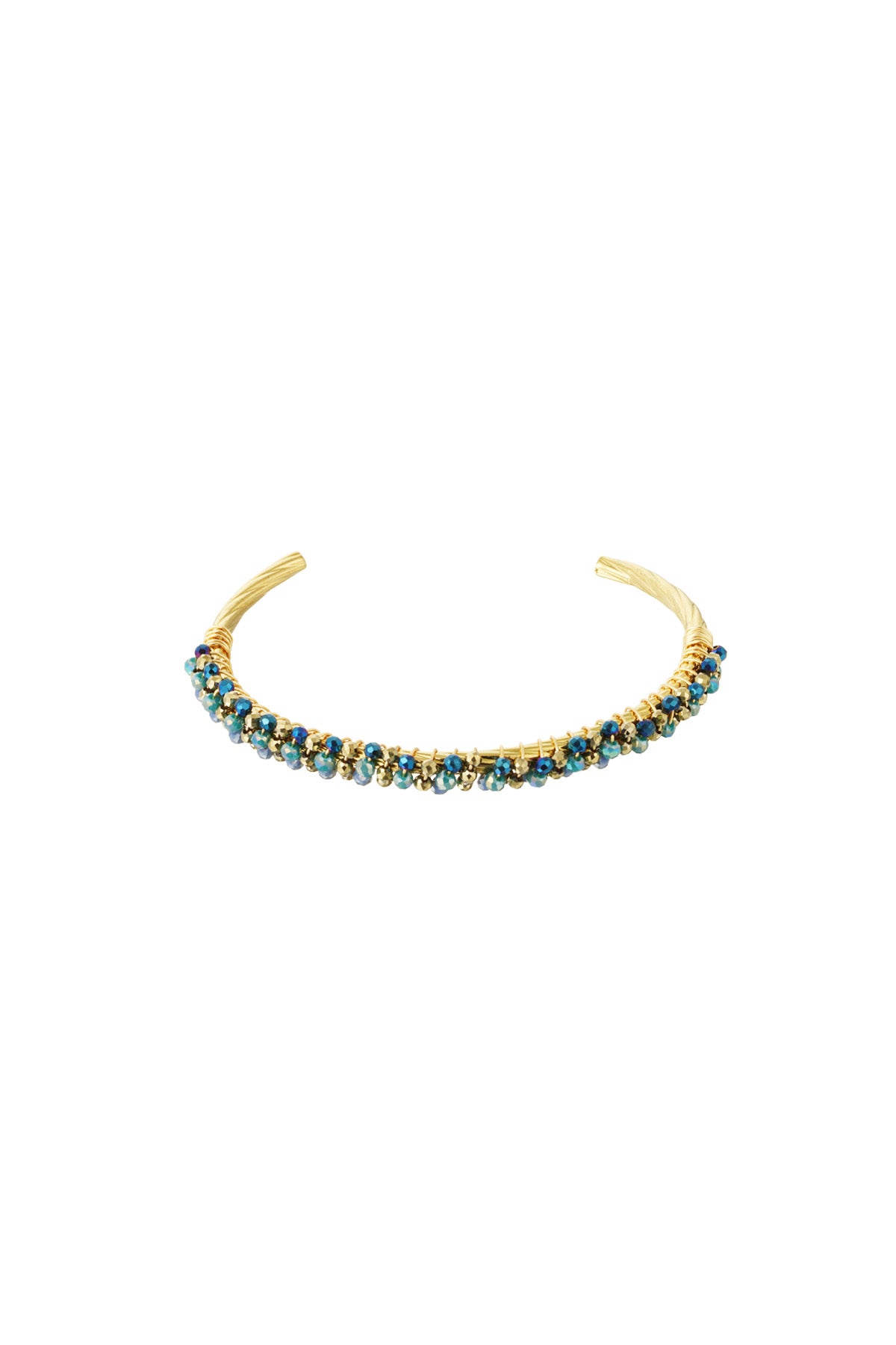 Open armband - Blauw/goud