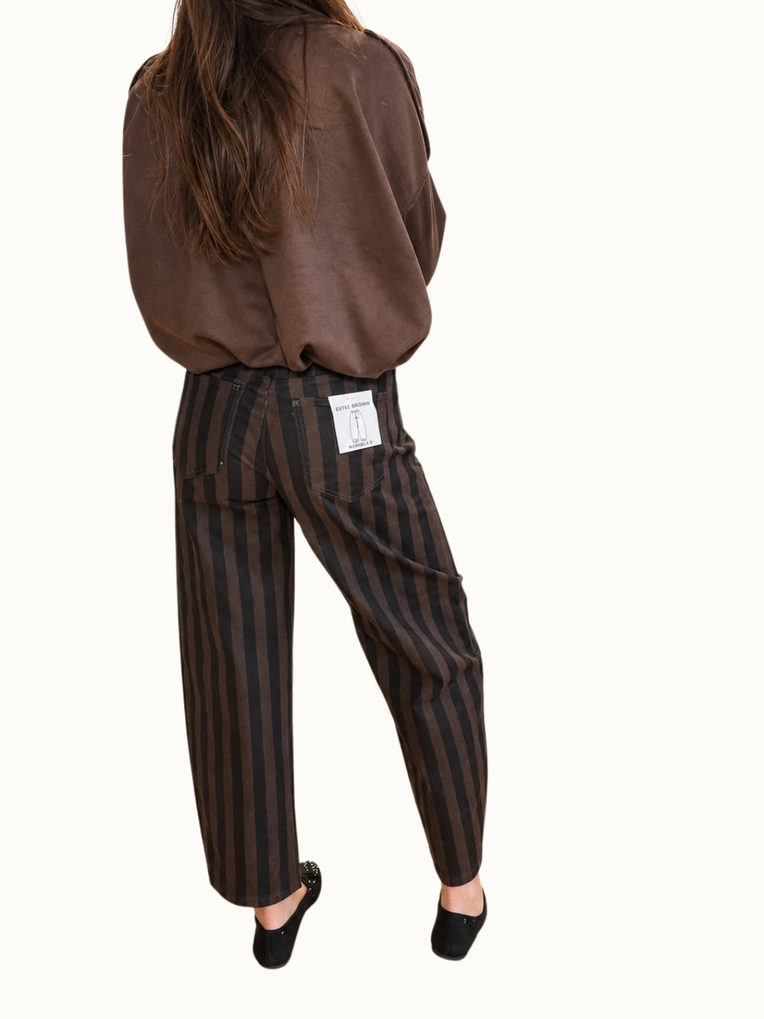 Estée – Gestreepte Balloon Jeans