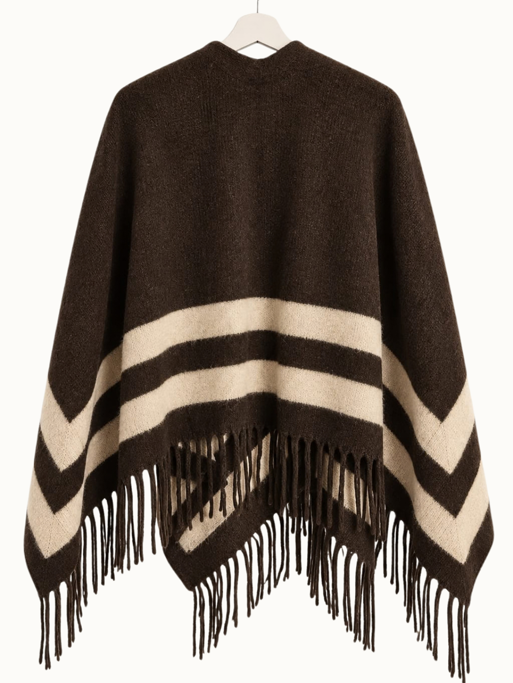 Plus fit - Soft Stripe Poncho – Chocolate & Ecru