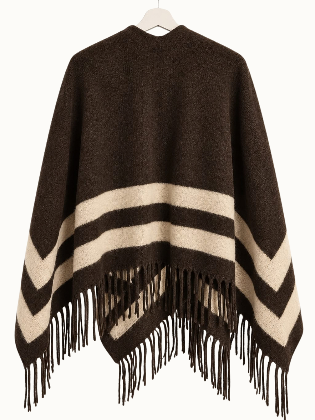 Plus fit - Soft Stripe Poncho – Chocolate & Ecru