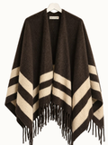 Plus fit - Soft Stripe Poncho – Chocolate & Ecru