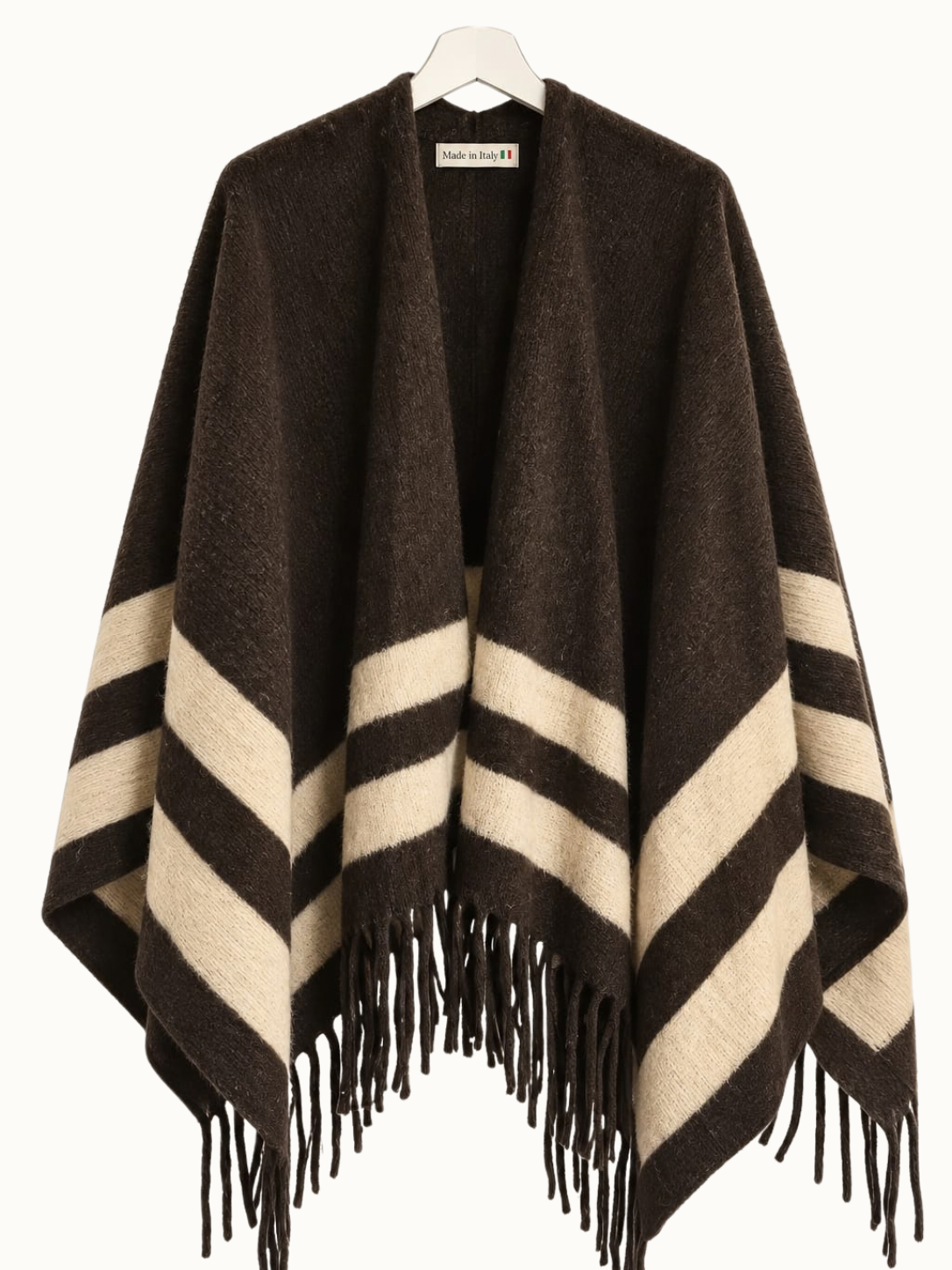 Plus fit - Soft Stripe Poncho – Chocolate & Ecru