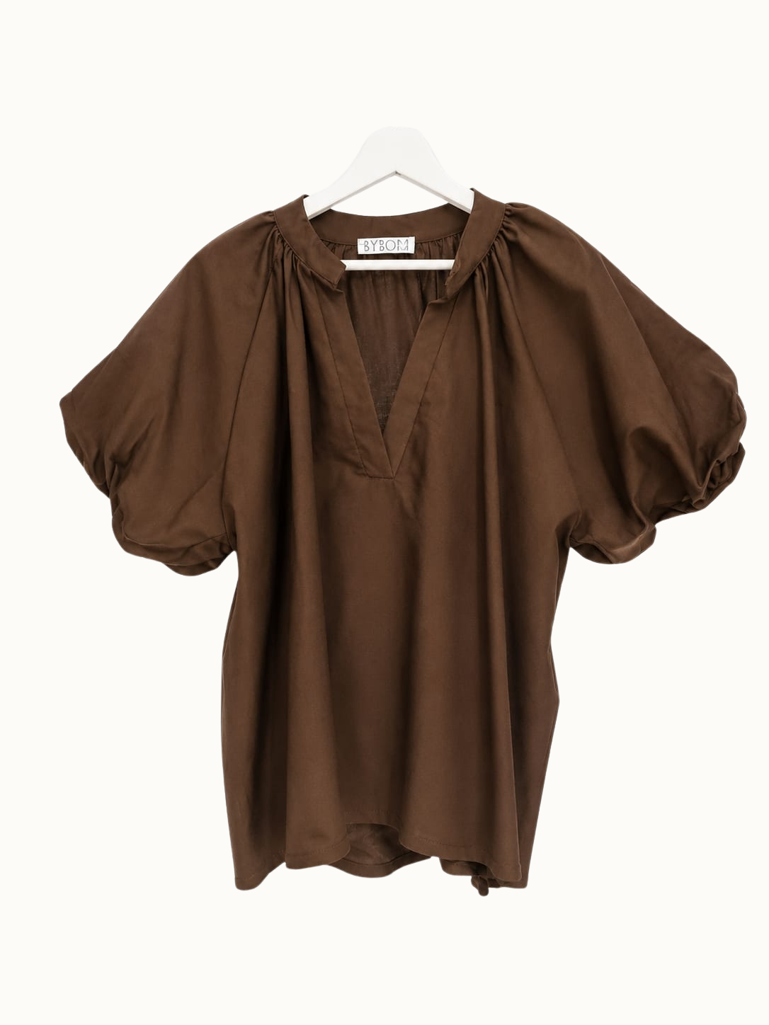 Blouse met pofmouwen - Bruin