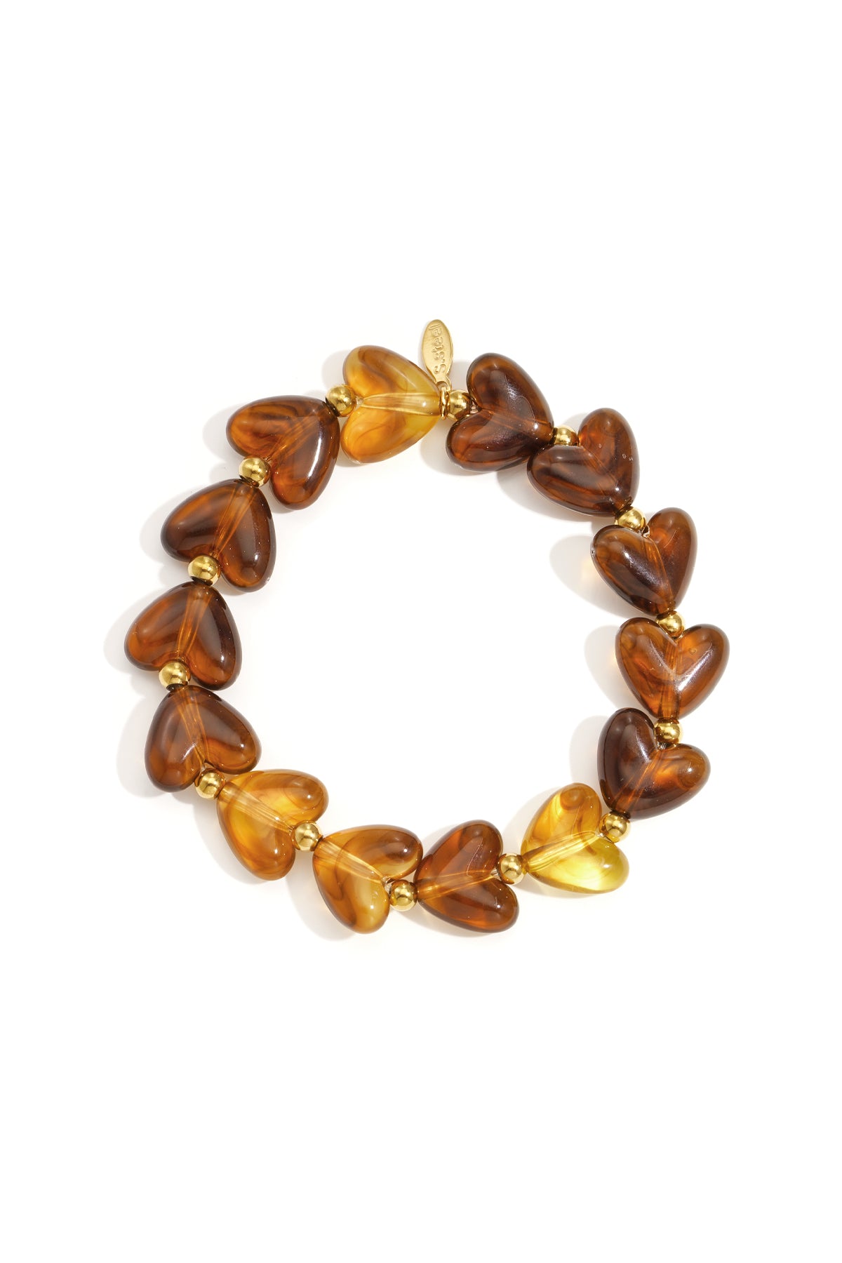 Hartjes kralenarmband - Koffiebruin